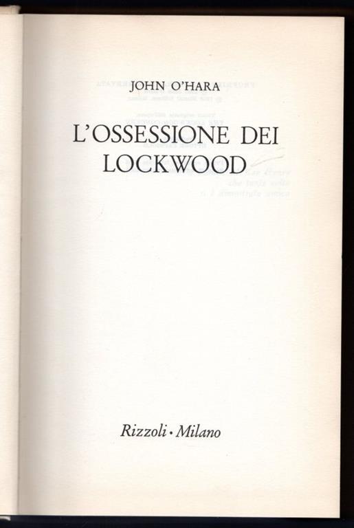 L' ossessione dei lockwood - John O'Hara - copertina