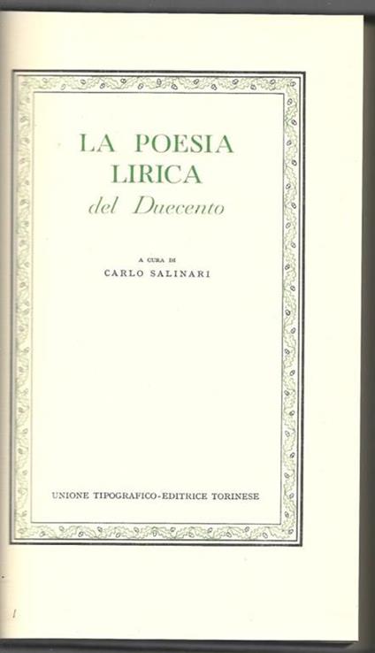La poesia lirica del Duecento - Carlo Salinari - copertina