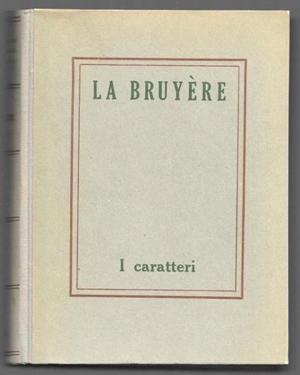 I Caratteri - Jean de La Bruyère - copertina