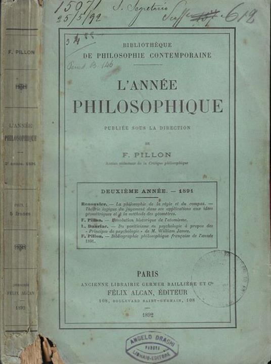 L' Année philosophique 1891 - copertina