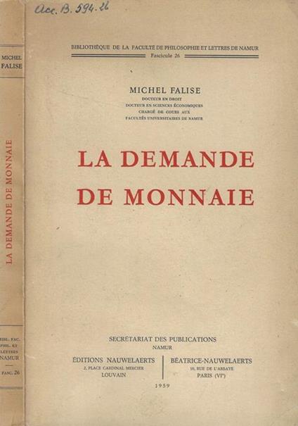 La demande de monnaie - Michel Falise - copertina