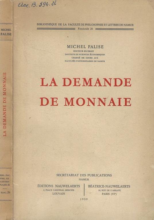 La demande de monnaie - Michel Falise - copertina