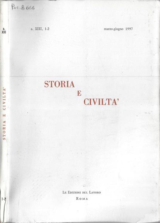 Storia e civiltà n. 1-2 anno 1997 - copertina