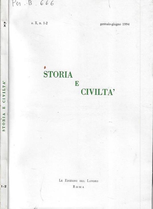 Storia e civiltà n. 1-2 anno 1994 - copertina