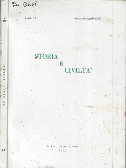 Storia e civiltà n. 3-4 anno 2000 - copertina