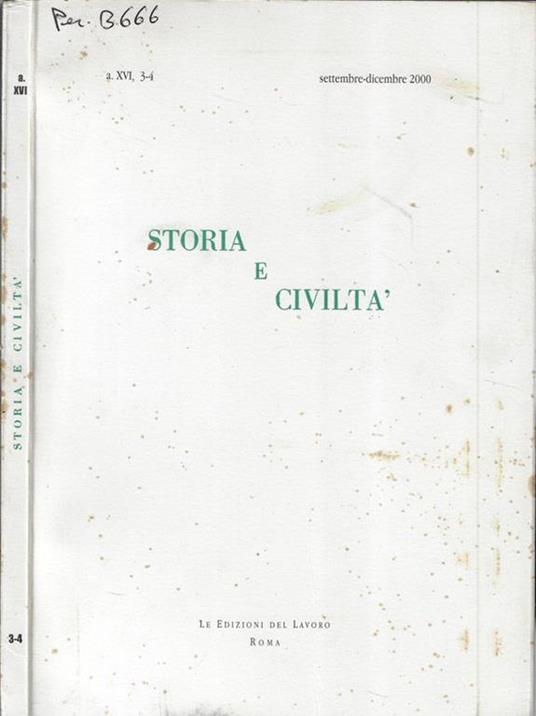 Storia e civiltà n. 3-4 anno 2000 - copertina