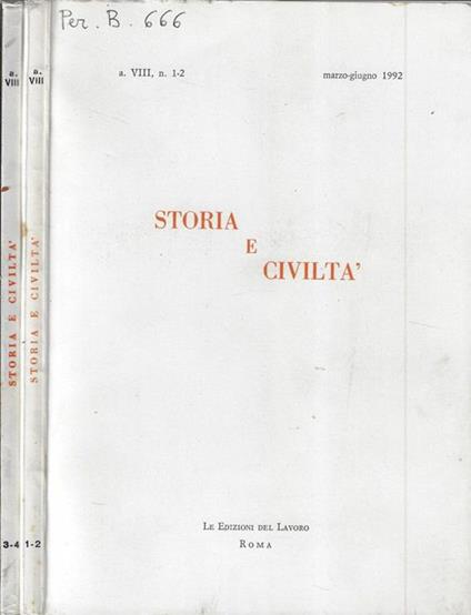 Storia e civiltà anno 1992 - copertina