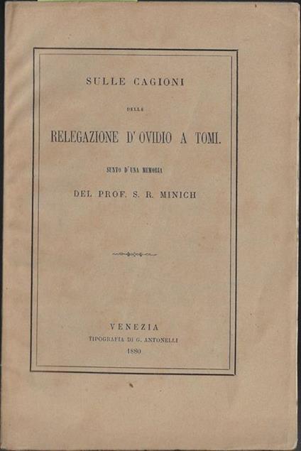 Sulle cagioni delle relegazione d'Ovidio a tomi - copertina