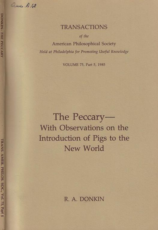 The Peccary- with observations on the Introduction of Pigs to the New World - copertina