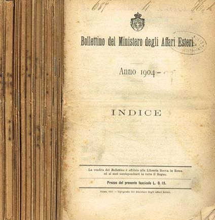 Bollettino del ministero degli affari esteri. 1904 - copertina