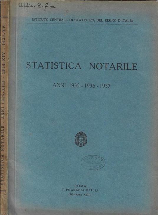 Statistica notarile anni 1935, 1936, 1937 - copertina