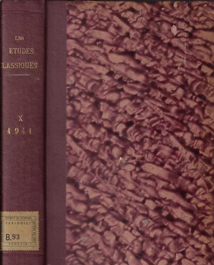 Les etudes classiques tome X 1941 - copertina