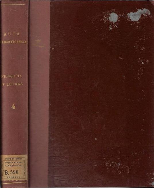 Acta salmanticensia Filosofia y letras tomo IV 1948 - copertina