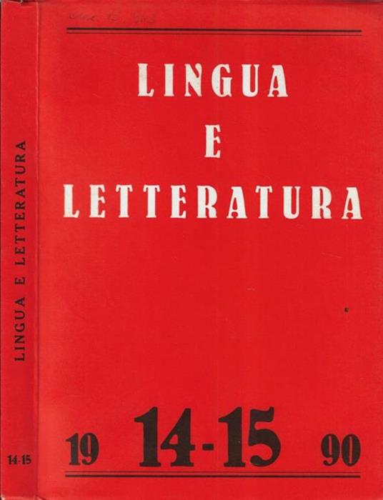 Lingua e letteratura N. 14, 15 1990 - copertina