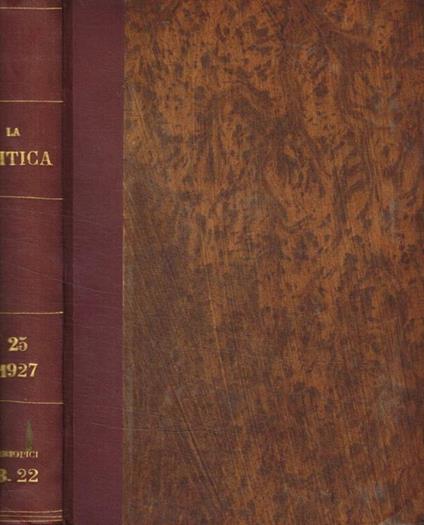 La critica. Rivista di letteratura, storia e filosofia. Volume XXV, terza serie, 1927 - copertina