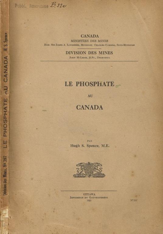 Le phosphate au Canada - copertina