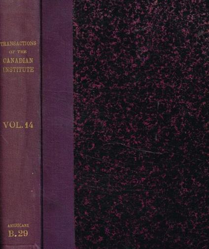 Transactions of the royal canadian institute. Vol.XIV, 1923 - copertina