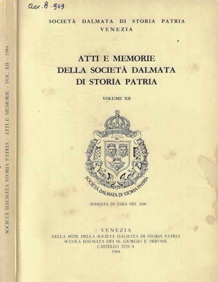 Atti e Memorie della Società Dalmata di Storia Patria Vol. XIII - copertina