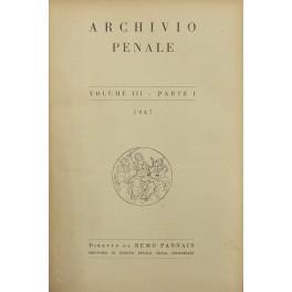 Archivio penale. Volume III - Anno 1947 - Remo Pannain - copertina