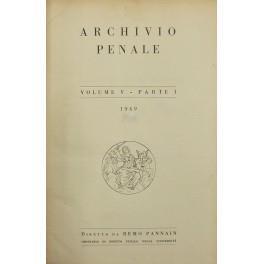 Archivio penale. Volume V - Anno 1949 - Remo Pannain - copertina