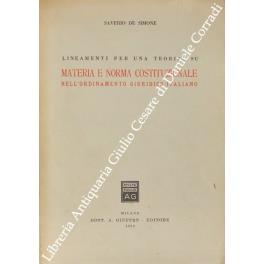 Lineamenti per una teorica su materia e norma costituzionale nell'ordinamento giuridico italiano - Saverio De Simone - copertina