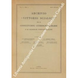 Archivio Vittorio Scialoja per le consuetudini giuridiche agrarie e le tradizioni popolari italiane, vol. I - Fasc. I, aprile 1934-XII - copertina