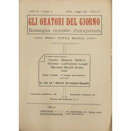 Gli oratori del giorno. Rassegna mensile d'eloquenza. Anno IV - Numero 5. Maggio 1930 - G. Ferrari - copertina