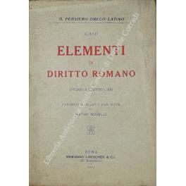 Elementi di diritto romano. Appunti in quattro libri. Versione italiana con note di Pietro Novelli - copertina