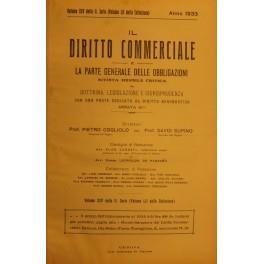 Il Diritto Commerciale e la parte generale delle obbligazioni. Diretta da: P. Cogliolo, D. Supino, L. Parodi. Annata 1933. Parte I - Dottrina. Parte II - Giurisprudenza - Anonimo - copertina