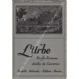 L' Urbe. Rivista romana. Fondata da Antonio Munoz, diretta da Ceccarius, comitato di redazione Emma Amadei, Urbano Barberini, Gigi Huetter, Giovanni Orioli, Ermanno Ponti. Anno XXVIII - Nuova serie - 1965 - copertina