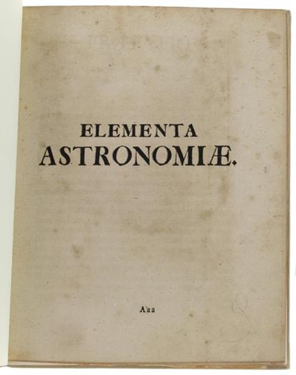 Elementa Astronomiae - Christian Wolff - copertina