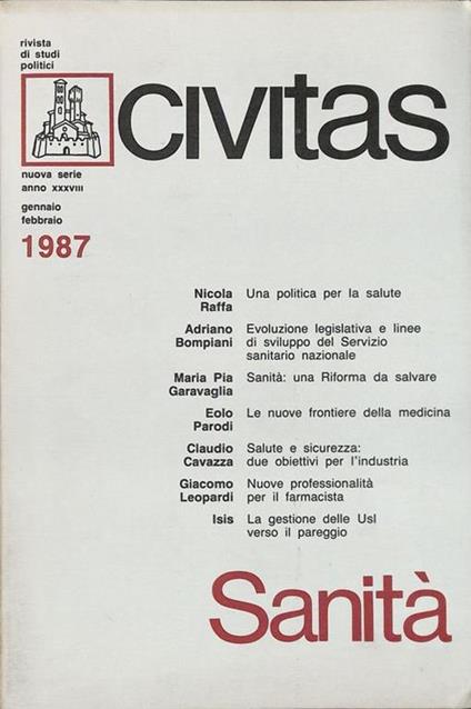 Civitas. Rivista bimestrale di studi politici. N.1 - 1987. Sanità - copertina