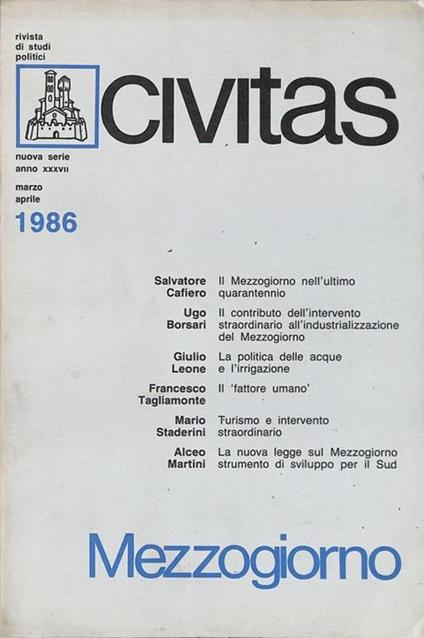 Civitas. Rivista bimestrale di studi politici. N.2 - 1986. Mezzogiorno - copertina