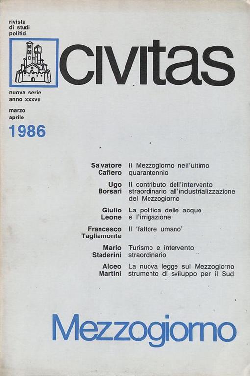 Civitas. Rivista bimestrale di studi politici. N.2 - 1986. Mezzogiorno - copertina