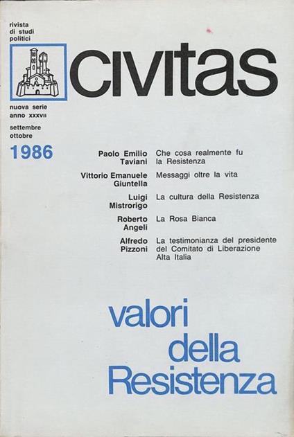 Civitas. Rivista bimestrale di studi politici. N.5 1986. Valori della Resistenza - copertina