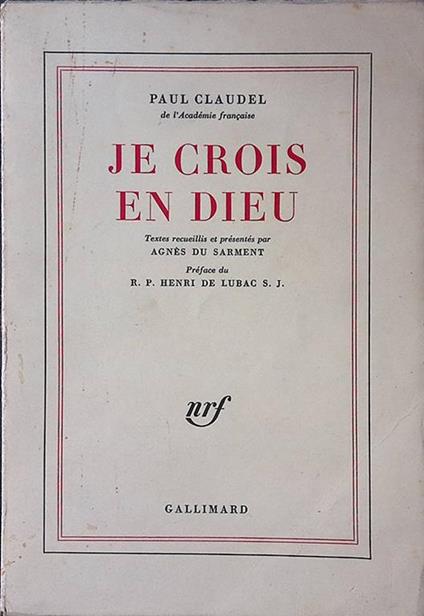 Je crois en Dieu - Paul Claudel - copertina