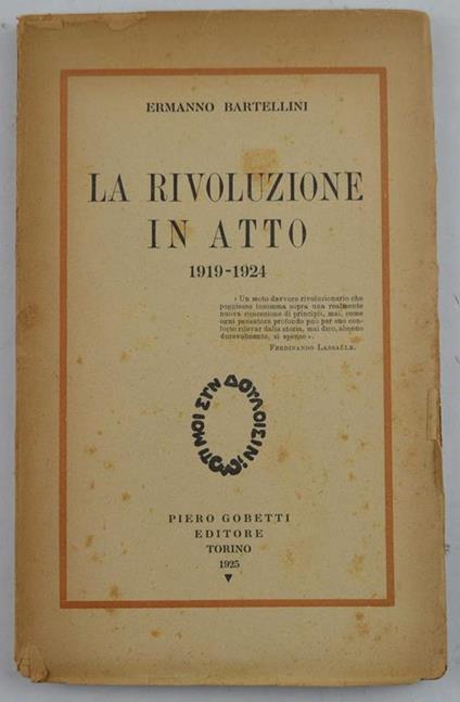 La rivoluzione in atto (1919-1924) - Ermanno Bartellini - copertina