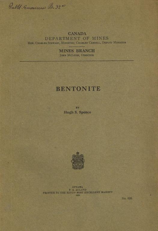 Bentonite Hugh S.Spence - copertina