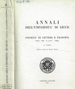 Annali dell'università di Lecce facoltà di lettere e filosofia. Voll.VIII-X (1977-1980 ) tomo II
