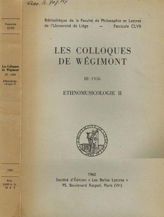 Les colloques de wegimont. III-1956. Ethnomusicologie II - copertina