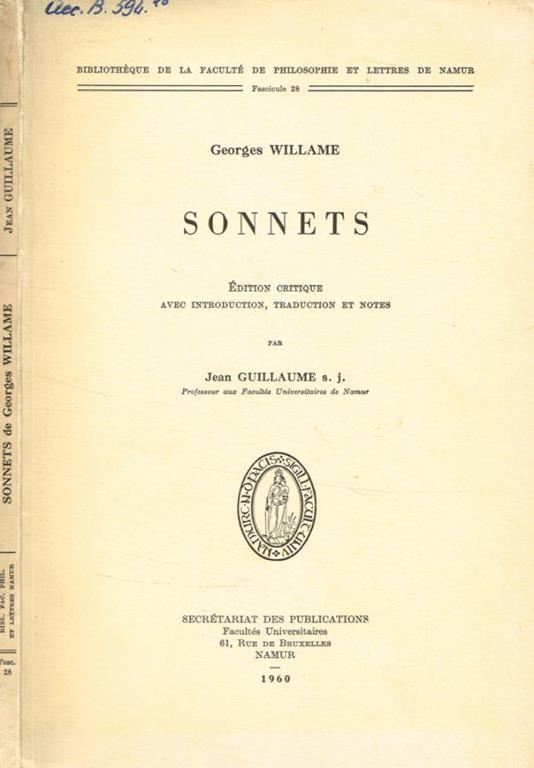 Sonnets Georges Willame - copertina