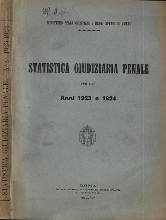 Statistica Giudiziaria Penale per gli anni 1923 e 1924 - copertina