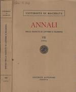 Università di Macerata annali della facoltà di lettere e filosofia VII 1974