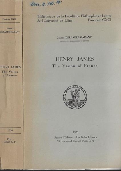 Henry James Jeanne Delbaere-Garant - copertina