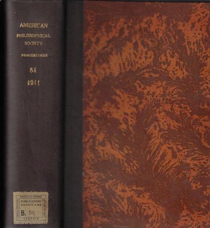 Proceedings of the American Philosophical Society Volume 84 1941 - copertina