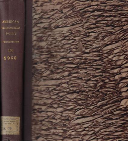 Proceedings of the American Philosophical Society Volume 104 1960 - copertina