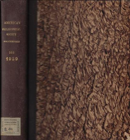 Proceedings of the American Philosophical Society Volume 103 1959 - copertina