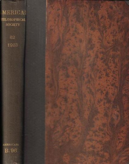 Proceedings of the American Philosophical Society Vol. LXII 1923 - copertina