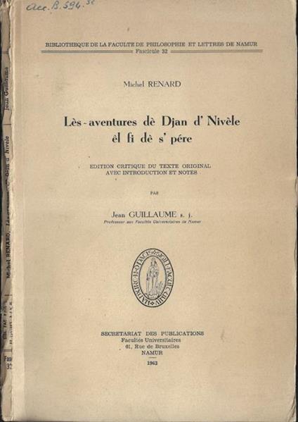Les aventures de Djan d'Nivele el fi de s'pere Michel Renard - copertina