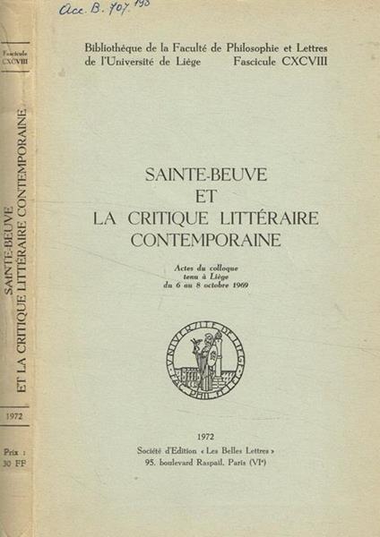 Sainte-Beuve et la critique litteraire contemporaine - copertina